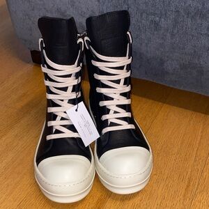 Rick Owens Black Calf Leather high top sneakers size EU 39/US 8.5 women’s